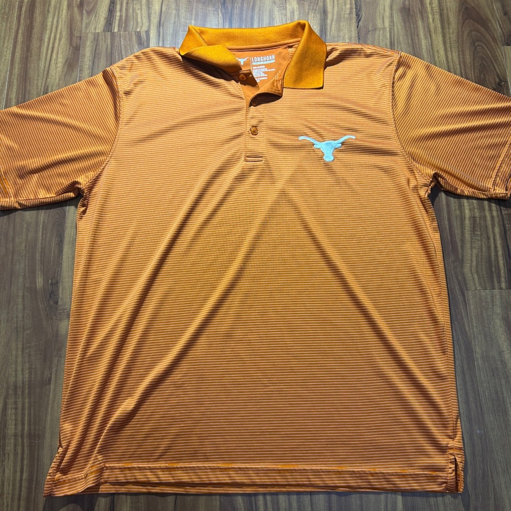 Texas Longhorns Striped Polo Shirt L Longhorn Apparel Mens Large Burnt Orange